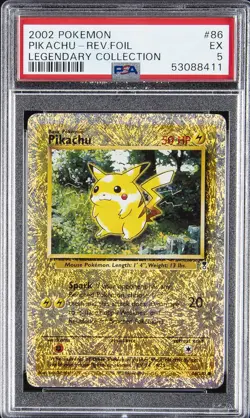 2002 POKEMON LEGENDARY COLLECTION #86 PIKACHU-REVERSE FOIL PSA 5 - Image 1