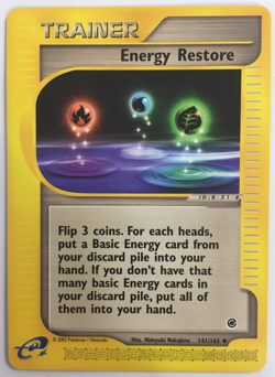 POKEMON ENERGY RESTORE 141/165 EXPEDITION BASE SET UNCOMMON NEAR MINT - Image 1