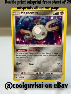 Pokemon Double Print Misprint Error Magnemite 81/156 Sm-Ultra Prism Regular - Image 1