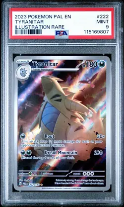 PSA 9 Tyranitar Pokemon Scarlet Violet Paldea Evolved 222/193 Illustration Rare - Image 1