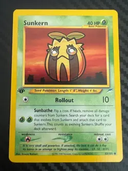 Pokemon TCG Sunkern 1st Edition 83/105 Common Neo Destiny Vintage VLP - Image 1
