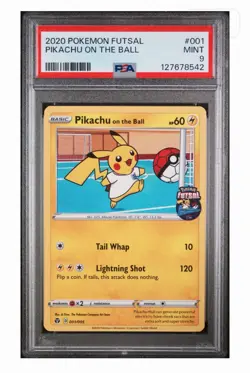 Pikachu On the Ball Futsal Card PSA 9 Gem Mint, English Promo, Pokemon 001/005 - Image 1