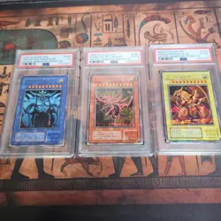 PSA3 4 6 Slifer the Sky Dragon & Obelisk & Ra Secret Rare The Egyptian God Card - Image 1