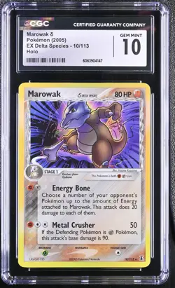 CGC 10 GEM MINT Marowak 2005 EX Delta Species 10/113 Holo Pokemon Card - Image 1