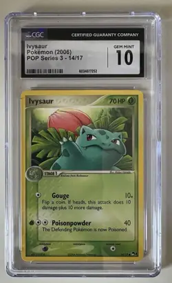 CGC GEM MINT 10 IVYSAUR Pop Series 3 #14 Pokemon Card TCG Vintage 14/17 - Image 1