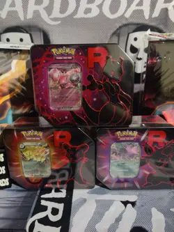 Collectible Pokemon Trading Card Games Fall Team Rocket Tin- Lot Of 3 Entire Set - Image 1