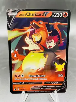 Pokemon Lance's Charizard V SWSH133 Celebrations Holo Black Star Promo NM - Image 1