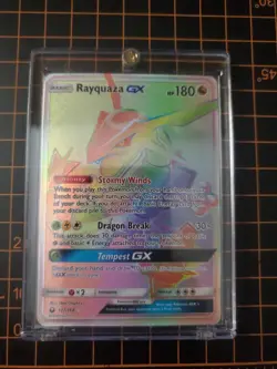 Rayquaza GX 177/168 Rainbow Secret Rare Full Art Pokemon TCG NM With Hard Case - Image 1