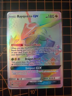 Rayquaza GX 177/168 Rainbow Secret Rare Full Art Pokemon TCG NM With Hard Case - Image 2