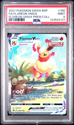 2021 POKEMON SWSH BLACK STAR PROMO #180 FULL ART/FLAREON VMAX PSA 9 - Image 1