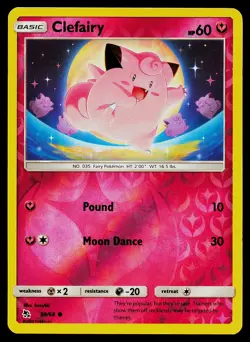 Pokemon Hidden Fates 39/68 Clefairy Reverse Holo - Image 1