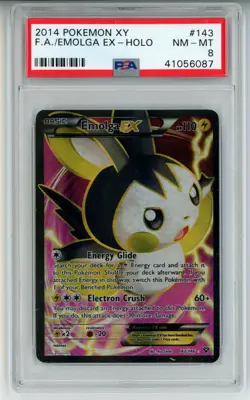 2014 POKEMON XY BASE EMOLGA EX #143 FULL ART HOLO FOIL PSA 8 NM-MT #41056087 - Image 1