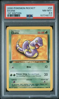 2000 POKEMON ROCKET 1ST ED #56 EKANS PSA 8.5 - Image 1