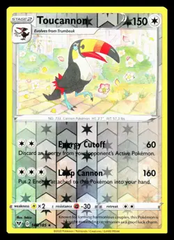 Toucannon 145/185 Reverse Holo Rare 2020 Pokemon Vivid Voltage LP - Image 1