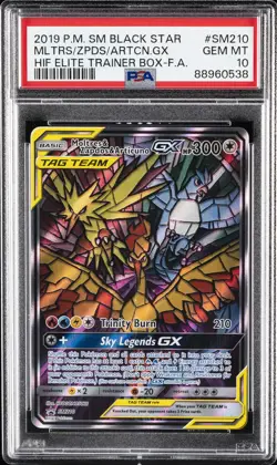 2019 POKEMON SM BLACK STAR PROMO FULL ART/MOLTRES & ZAPDOS & ARTICUNO GX PSA 10 - Image 1