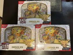 Pokemon TCG Scarlet & Violet 151 Zapdos EX Collection Box, Lot of 3 - Image 1