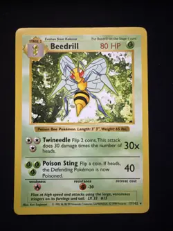 Beedrill - Shadowless - Base Set - 17/102 - Rare - Pokemon - LP - Image 1