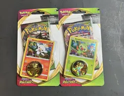 Set Of 2 Pokemon TCG Vivid Voltage Scorbunny And Grookey Blister Packs With Coin - Image 1