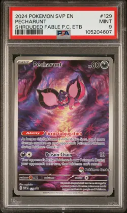 2024 POKEMON SHROUDED FABLE POKEMON CENTER ETB PROMO SVP #129 PECHARUNT PSA 9 - Image 1