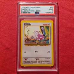 Pokemon 1999-2000 Base 4th Print: Rattata 61/102 Rare - PSA 9 - Image 1