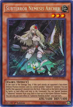 Yugioh! LP Subterror Nemesis Archer - INOV-EN082 - Secret Rare - 1st Edition Lig - Image 1