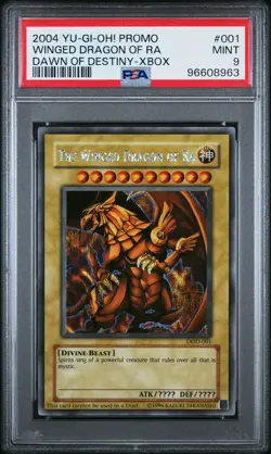 2004 YU-GI-OH! PROMO DAWN OF DESTINY-XBOX #001 THE WINGED DRAGON OF RA PSA 9 - Image 1