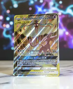 Pokemon ESPEON & DEOXYS GX Oversized SM Black Star Jumbo Holo Card - Image 1