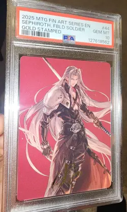 Final Fantasy Sephiroth Fabled Soldier Gold Stamp Art Card PSA 10 Gem Mint - Image 3