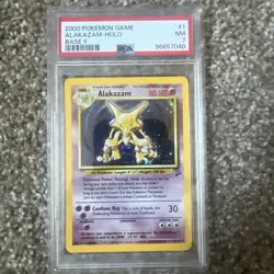 Pokemon Alakazam #1/130 PSA 7 Holo Card, English, Base Set 2 - Image 1