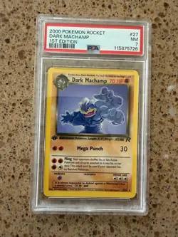 PSA 7 Dark Machamp 1st Edition 27/82 2000 Team Rocket Pokemon Card - Image 1