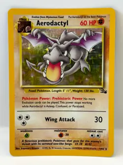 Aerodactyl 1/62 Pokemon Card TCG Fossil Unlimited Holo MP - Image 3