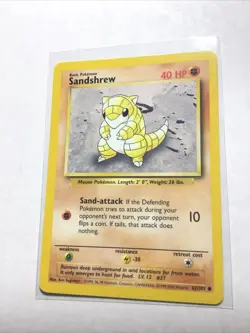 SANDSHREW - 62/102 - Base Set - 4th Print - 1999-2000 - Pokemon Card - LP - Image 1
