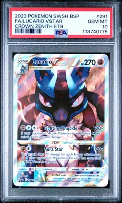 2023 POKEMON SWSH BLACK STAR PROMO #291 FULL ART/LUCARIO VSTAR PSA 10 - Image 1