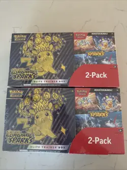 Pokemon Surging Sparks Elite Trainer Box + Booster Bundle 2 PACK COSTCO SEALED - Image 1