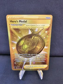Pokemon TCG Hero's Medal 201/185 Vivid Voltage Gold Secret Rare NM - Image 1
