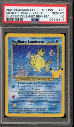 Pokemon Shining Magikarp (Luminoso) Celebrations Classic Coll. Holo #66 PSA 10 - Image 1