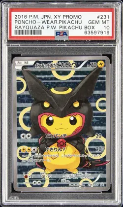 2016 POKEMON JPN XY PROMO #231 PONCHO-WEARING PIKACHU PSA 10 - Image 1