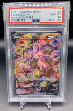 Espeon V Alternate Alt Art 180/203 Pokemon Evolving Skies 2021 PSA 10 GEM MINT - Image 1