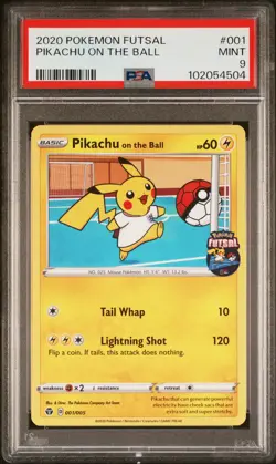 2020 POKEMON FUTSAL #001 PIKACHU ON THE BALL PSA 9 - Image 1
