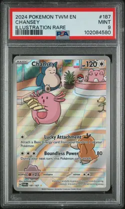 2024 POKEMON TWM EN-TWILIGHT MASQUERADE ILLUSTRATION RARE #187 CHANSEY PSA 9 - Image 1