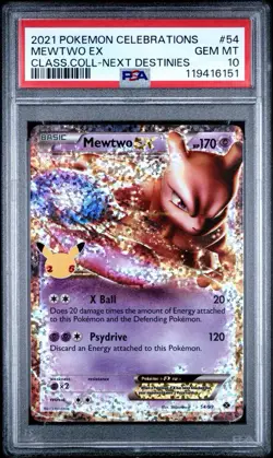 PSA 10 MEWTWO EX 54/99 2021 POKEMON TCG SWSH CELEBRATIONS - CLASSIC COLLECTION - Image 1