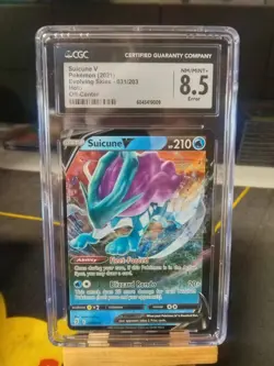 ERROR MISCUT O/C CGC 8.5 Suicune V 031/203 Holo Evolving Skies Pokemon Card - Image 1
