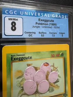 Exeggcute 52/64 Miscut Edge OC English 1999 Jungle Pokemon Card CGC 8 Blue Label - Image 2