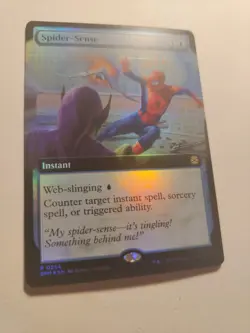 MTG Spider-Sense 0254 (Extended Art) Marvel's Spider-Man NM SPM Foil PRINT LINE! - Image 3