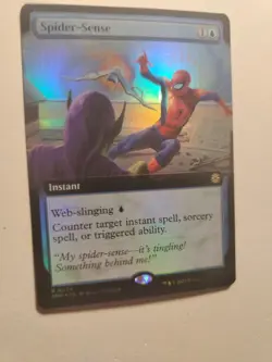 MTG Spider-Sense 0254 (Extended Art) Marvel's Spider-Man NM SPM Foil PRINT LINE! - Image 4