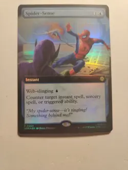 MTG Spider-Sense 0254 (Extended Art) Marvel's Spider-Man NM SPM Foil PRINT LINE! - Image 5