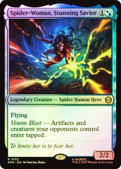 NM Foil Spider-Woman, Stunning Savior, MTG, Marvel's Spider-Man, Magic, 152 - Image 1