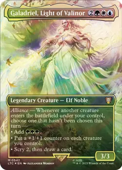 1x FOIL Galadriel, Light of Valinor BORDERLESS The Lord of the Rings 498 NM MTG - Image 1