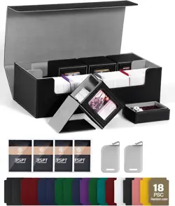 Deluxe MTG Card Storage Box with Magnetic Snap & 4 Deck Cases - Leather Black - Image 3