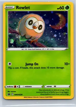 Rowlet - Black Star Promo SWSH220 Collector Chest Cosmos Holo Pokemon Card NM - Image 1